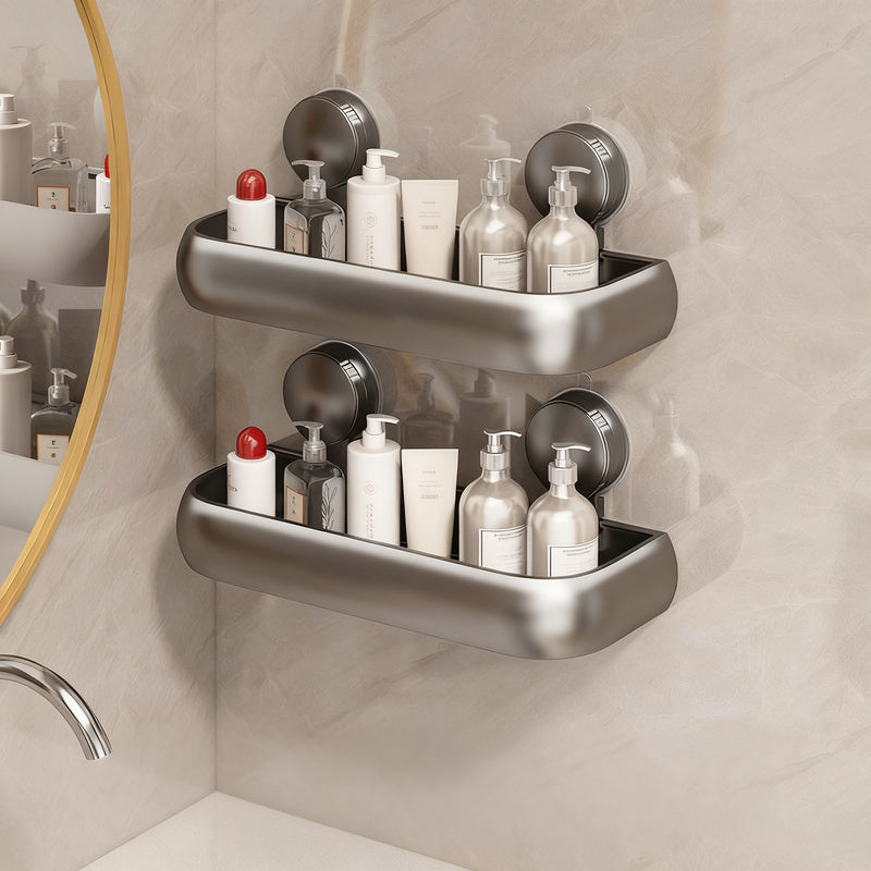 Height-Adjustable Suction Cup Bathroom Shelf