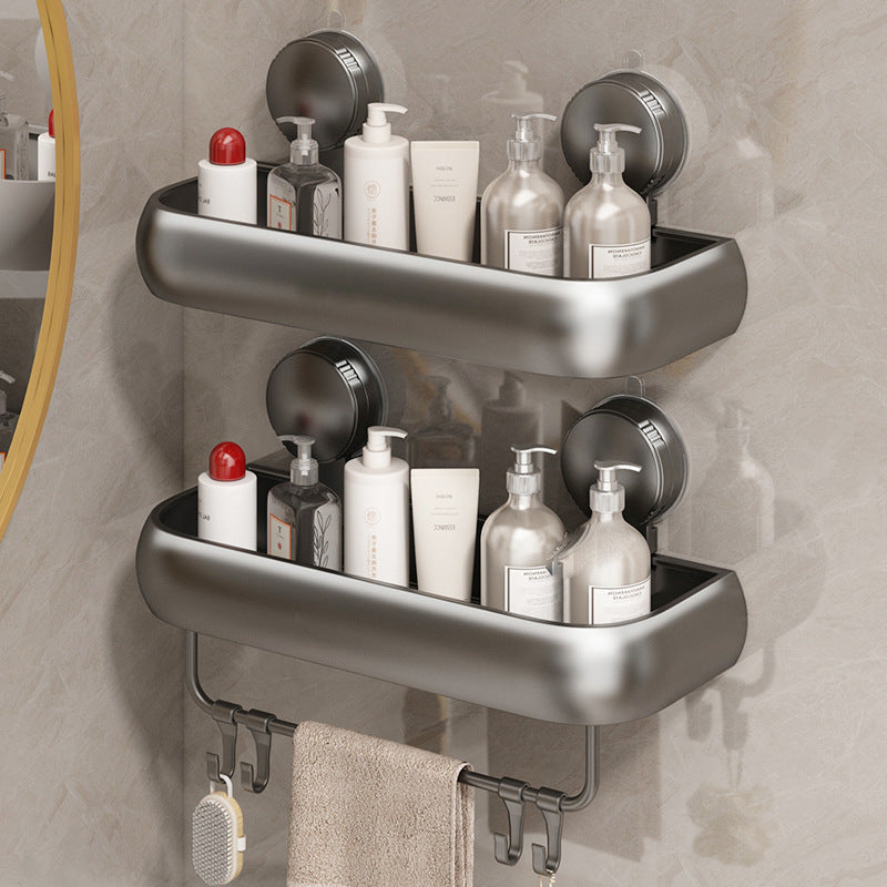 Height-Adjustable Suction Cup Bathroom Shelf