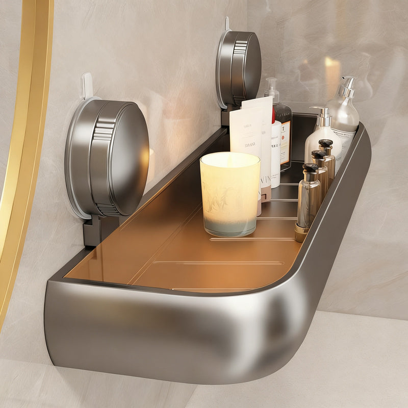 Height-Adjustable Suction Cup Bathroom Shelf