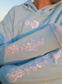 Sweat à capuche polaire brodé floral
