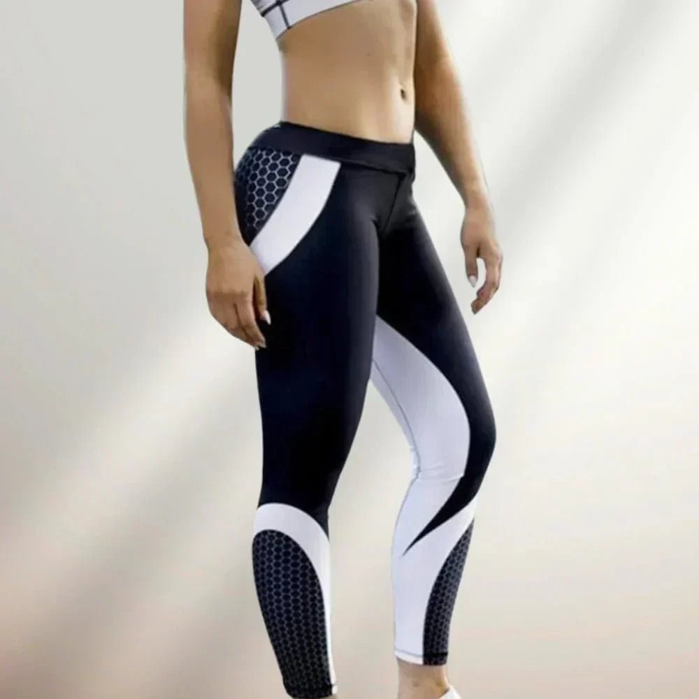 High-Waist Geometric Print Leggings for Yoga and Fitness - Breathable, Stretch Fabric