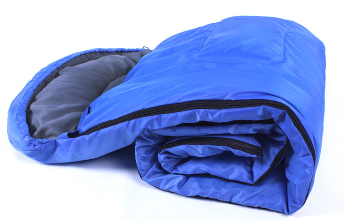 Sac de couchage à capuche avec fermeture éclair sur toute la longueur, pour le camping et la randonnée