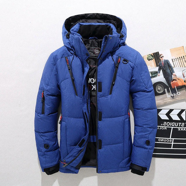 Veste d'hiver isolante en duvet de canard avec capuche amovible