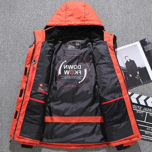 Veste d'hiver isolante en duvet de canard avec capuche amovible