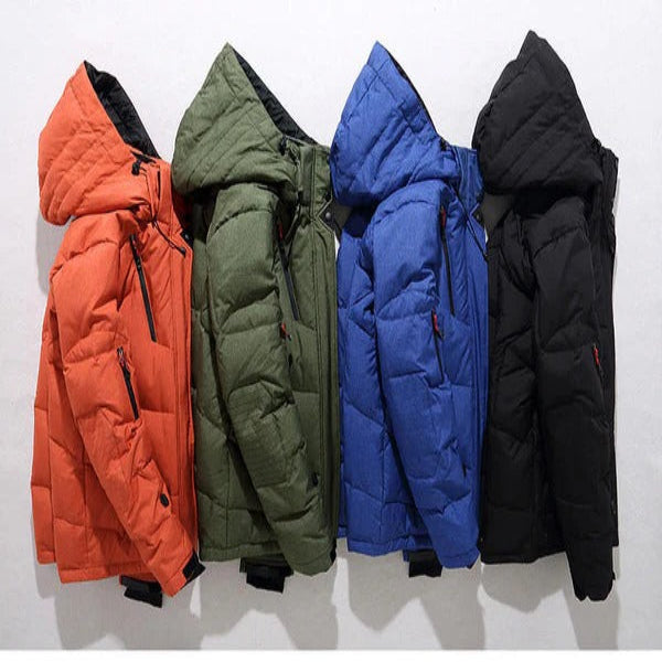 Veste d'hiver isolante en duvet de canard avec capuche amovible