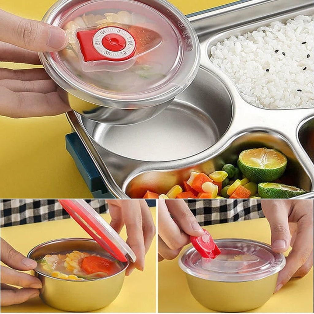 Boîte à lunch bento isotherme en acier inoxydable avec compartiments séparés et bol avec couvercle