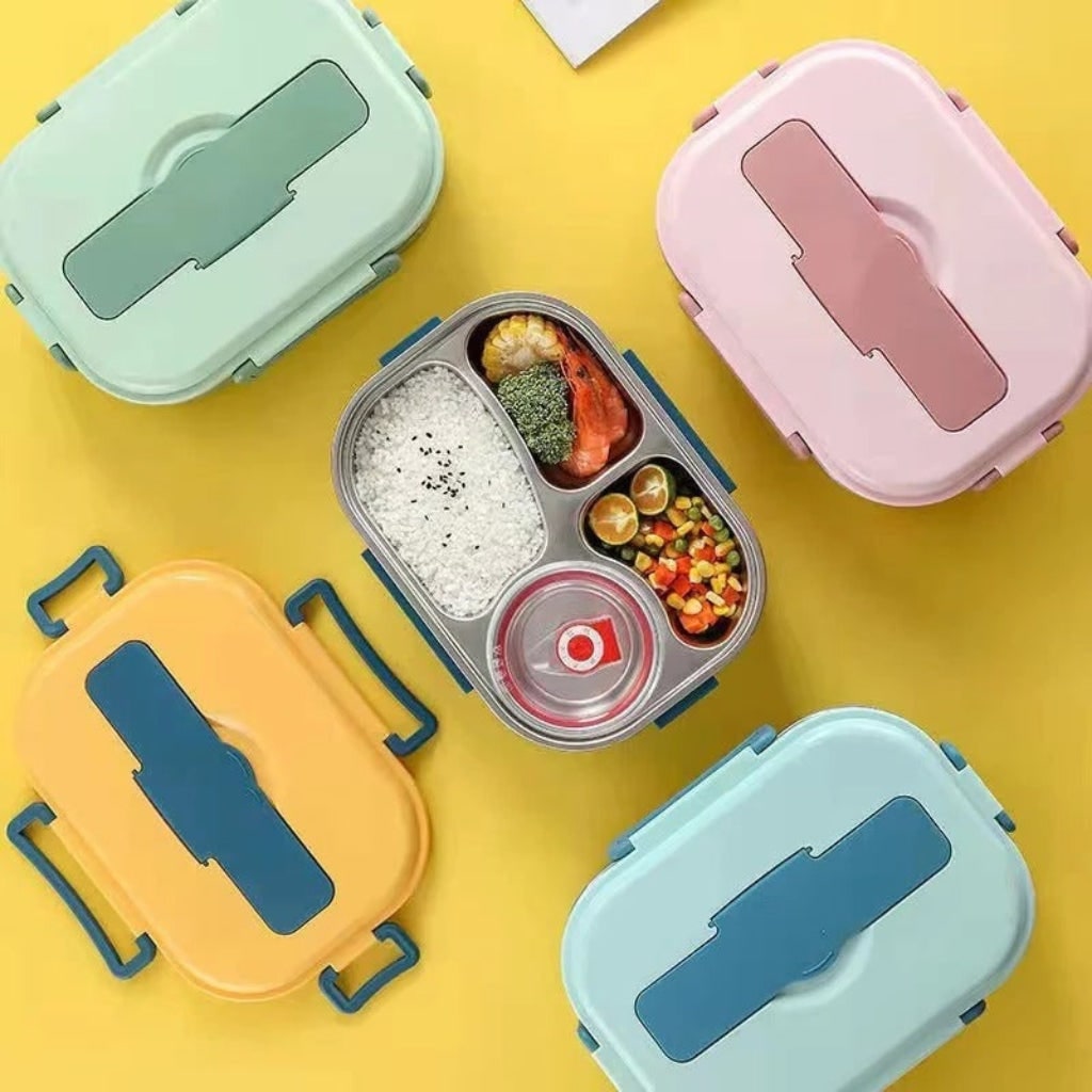Boîte à lunch bento isotherme en acier inoxydable avec compartiments séparés et bol avec couvercle