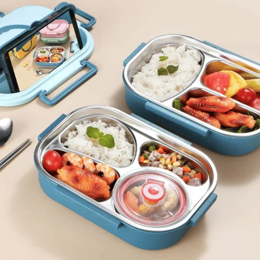 Boîte à lunch bento isotherme en acier inoxydable avec compartiments séparés et bol avec couvercle