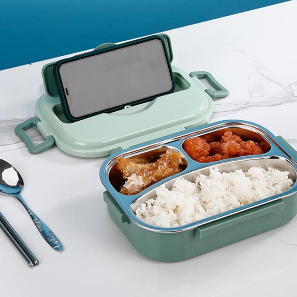 Boîte à lunch bento isotherme en acier inoxydable avec compartiments séparés et bol avec couvercle