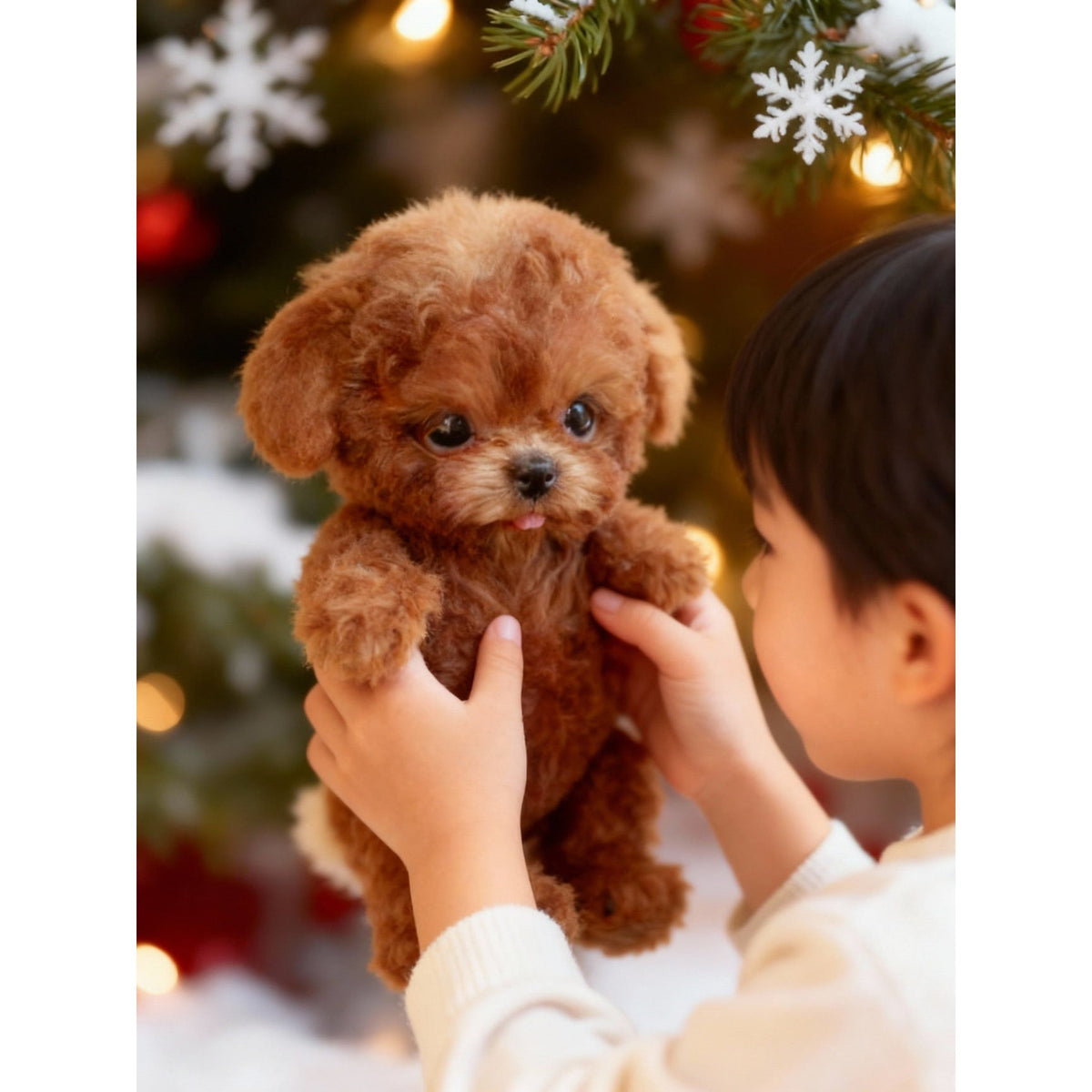 Peluche interactive en forme de chien, assise, avec sons et mouvements