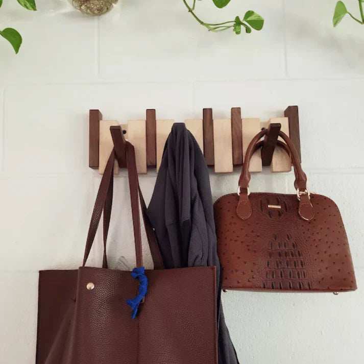 Kaeluo Wood Piano Coat Rack Wall Hanger for Coats Hats and Scarves
