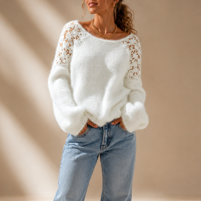 Lace-Knit Look Sweater