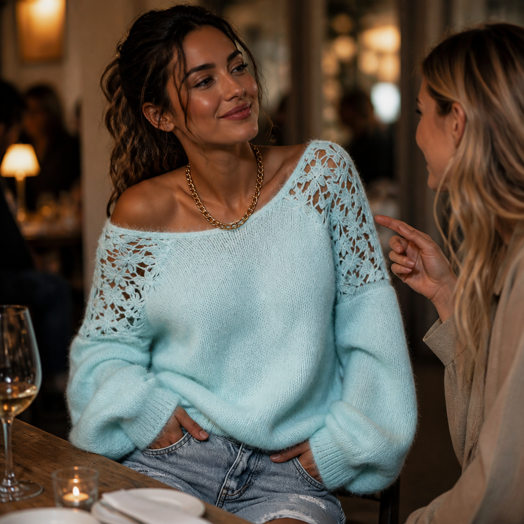Lace-Knit Look Sweater