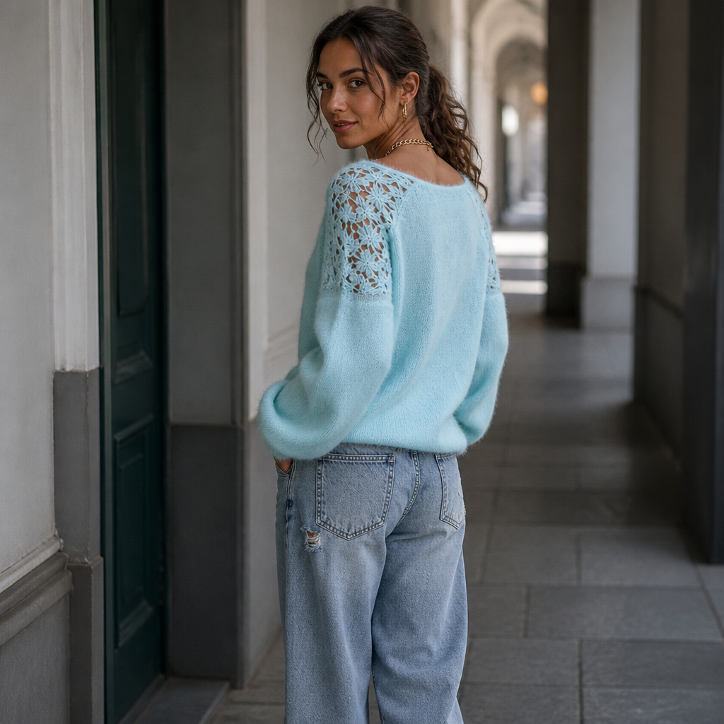 Lace-Knit Look Sweater