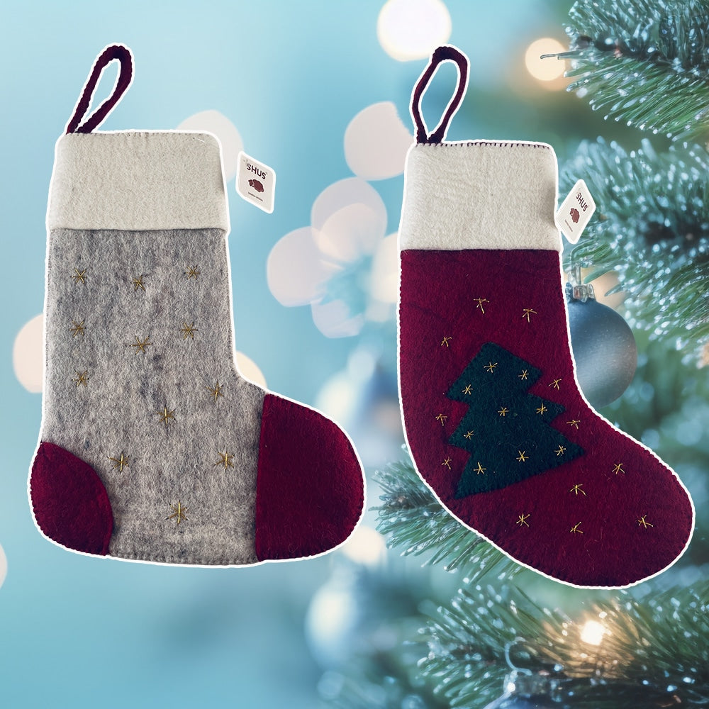 Large Christmas Stocking – Handmade – 100% Pure Wool