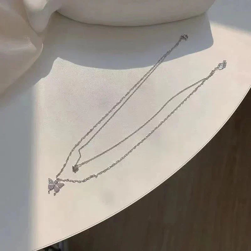 Collier superposé en argent - FlutterJewelry