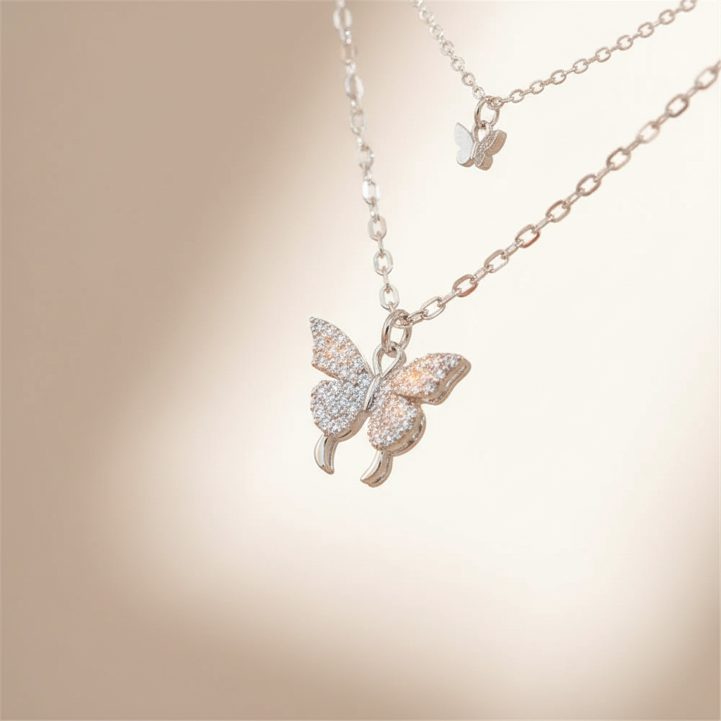 Collier superposé en argent - FlutterJewelry