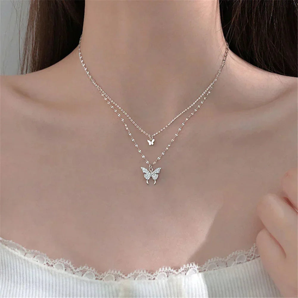 Collier superposé en argent - FlutterJewelry