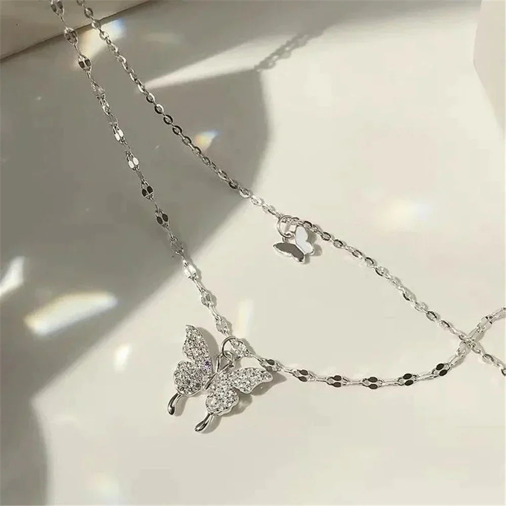 Collier superposé en argent - FlutterJewelry