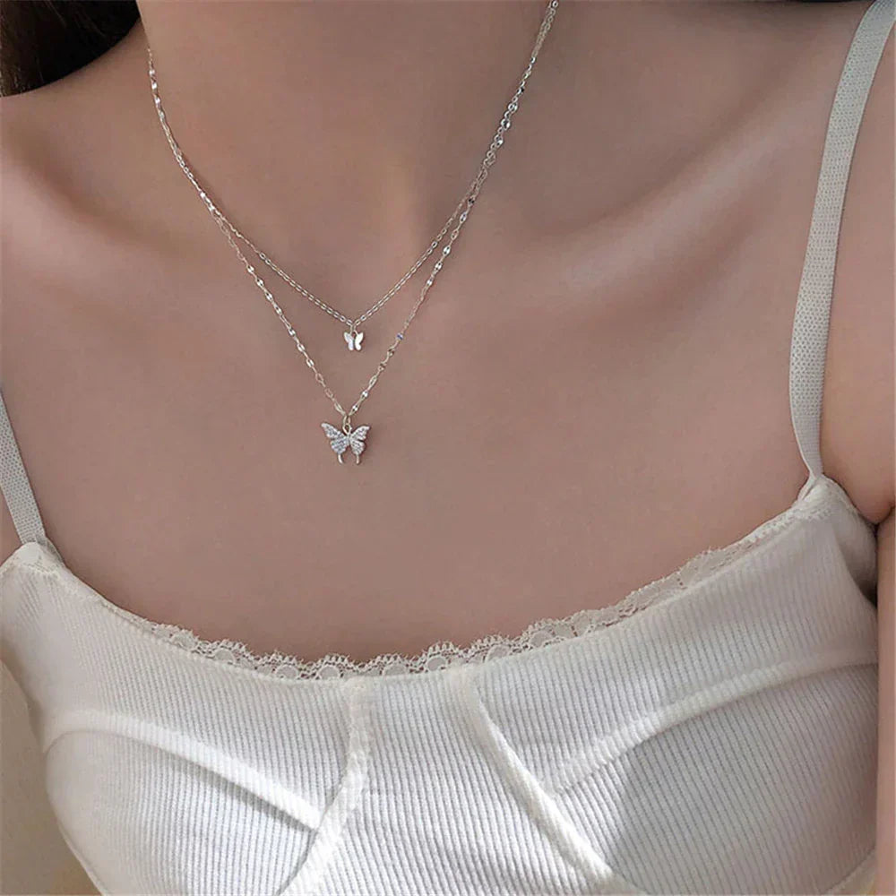 Collier superposé en argent - FlutterJewelry