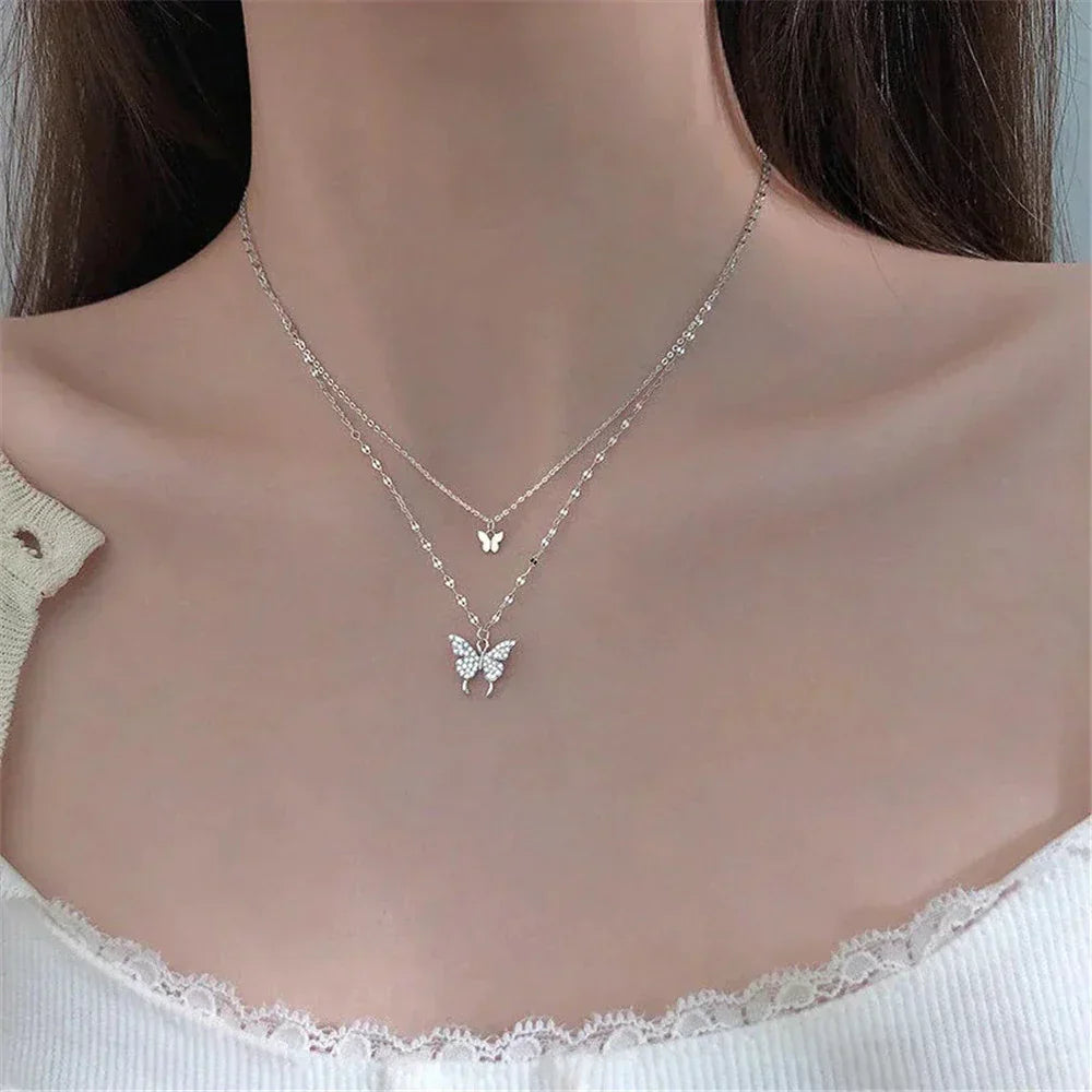 Collier superposé en argent - FlutterJewelry