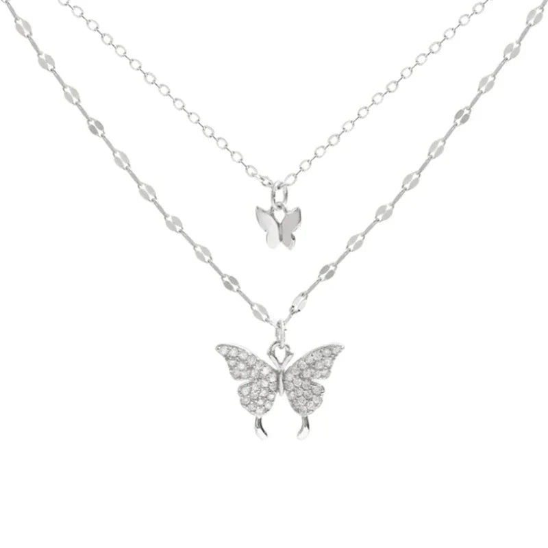 Collier superposé en argent - FlutterJewelry