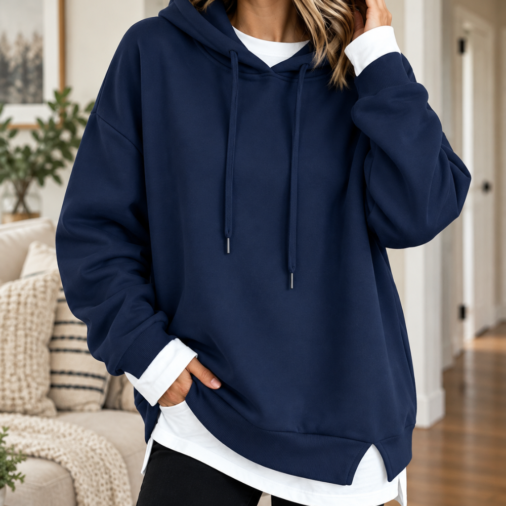 Layered Two-Tone Hem Hoodie