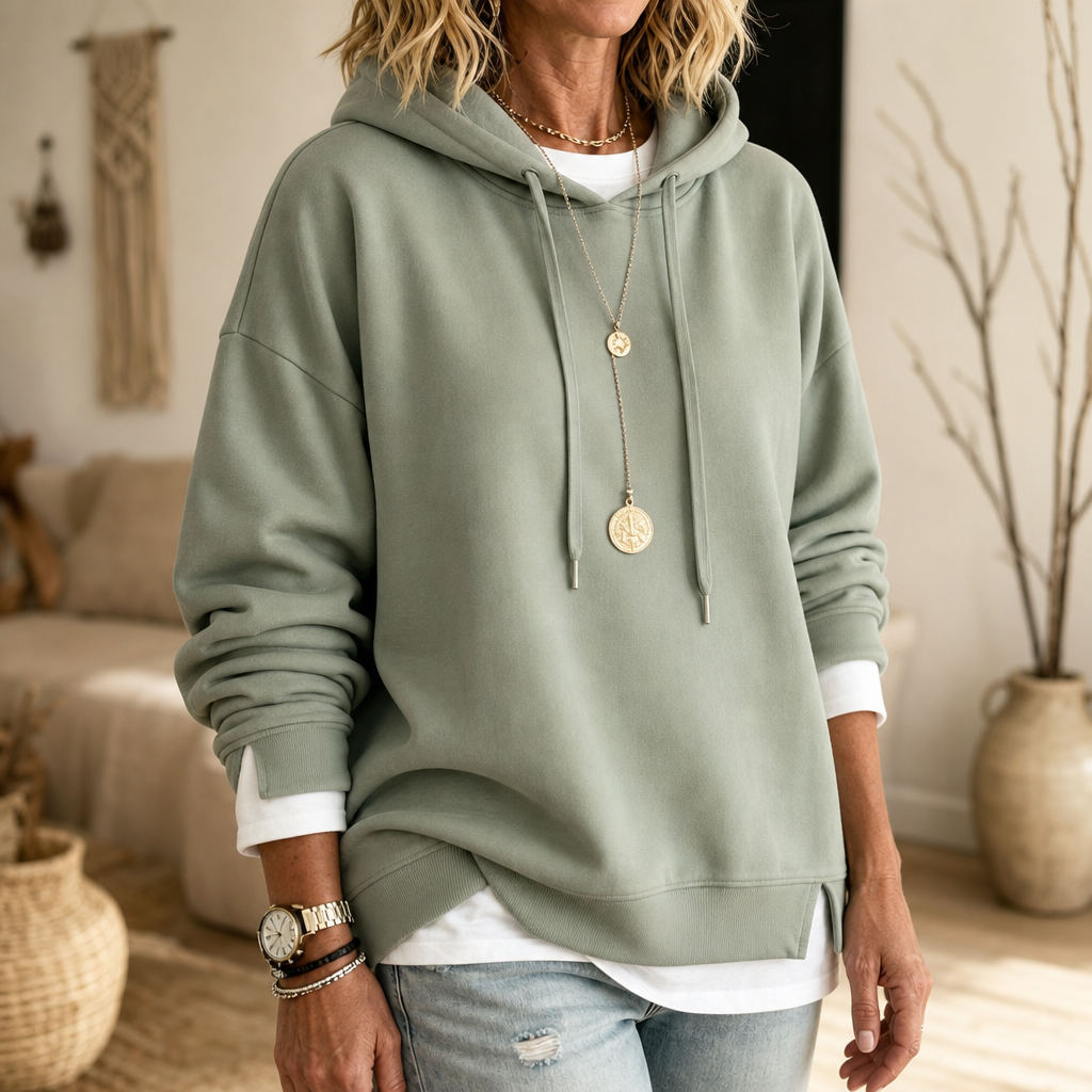 Layered Two-Tone Hem Hoodie