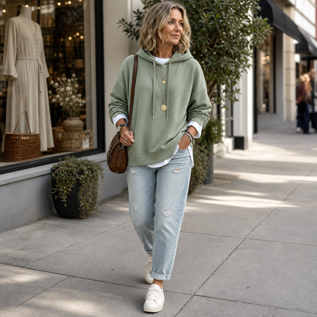 Layered Two-Tone Hem Hoodie