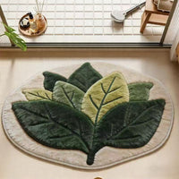 Tapis de bain en peluche en forme de feuille