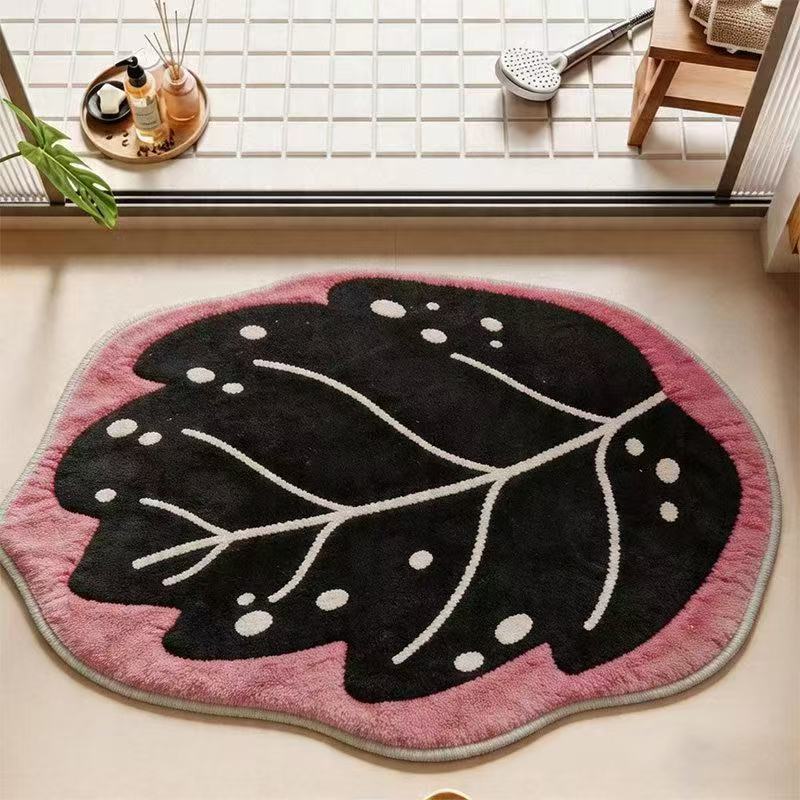 Tapis de bain en peluche en forme de feuille