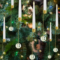 Ensemble de bougies LED pour sapin de Noël – lumières à pince blanc chaud avec ornements en cristal suspendus