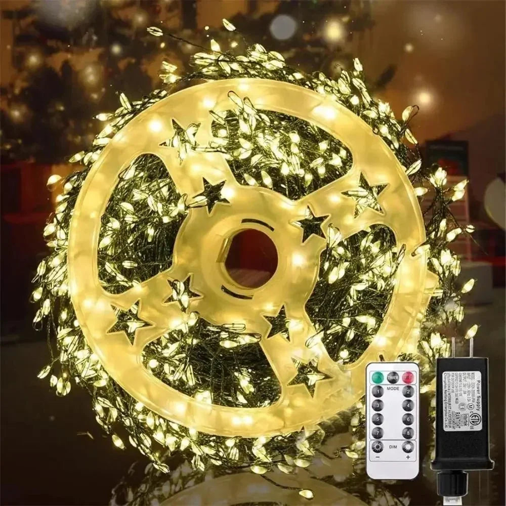 LED Cluster String Lights with Remote Control and 8 Modes