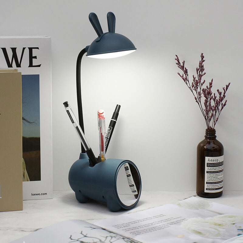 LED Desk Lamp Rabbit with Pen Organizer – Touch Control and USB Charging for Girls
