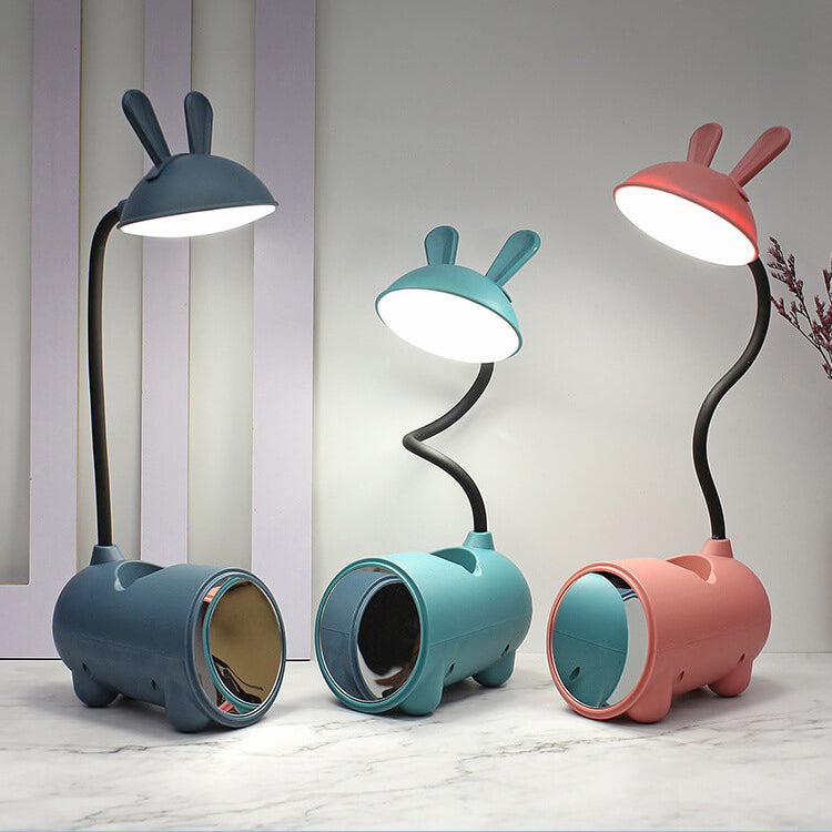 LED Desk Lamp Rabbit with Pen Organizer – Touch Control and USB Charging for Girls