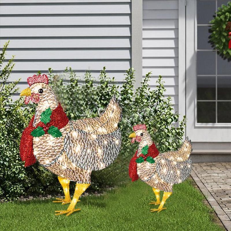 Light-Up Chicken with Scarf Christmas Decoration