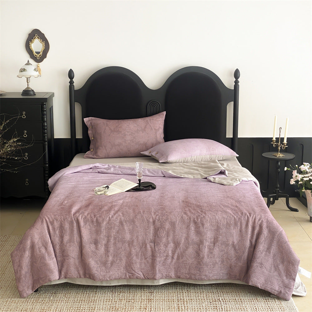 Parure de lit en jacquard mélangé au lin