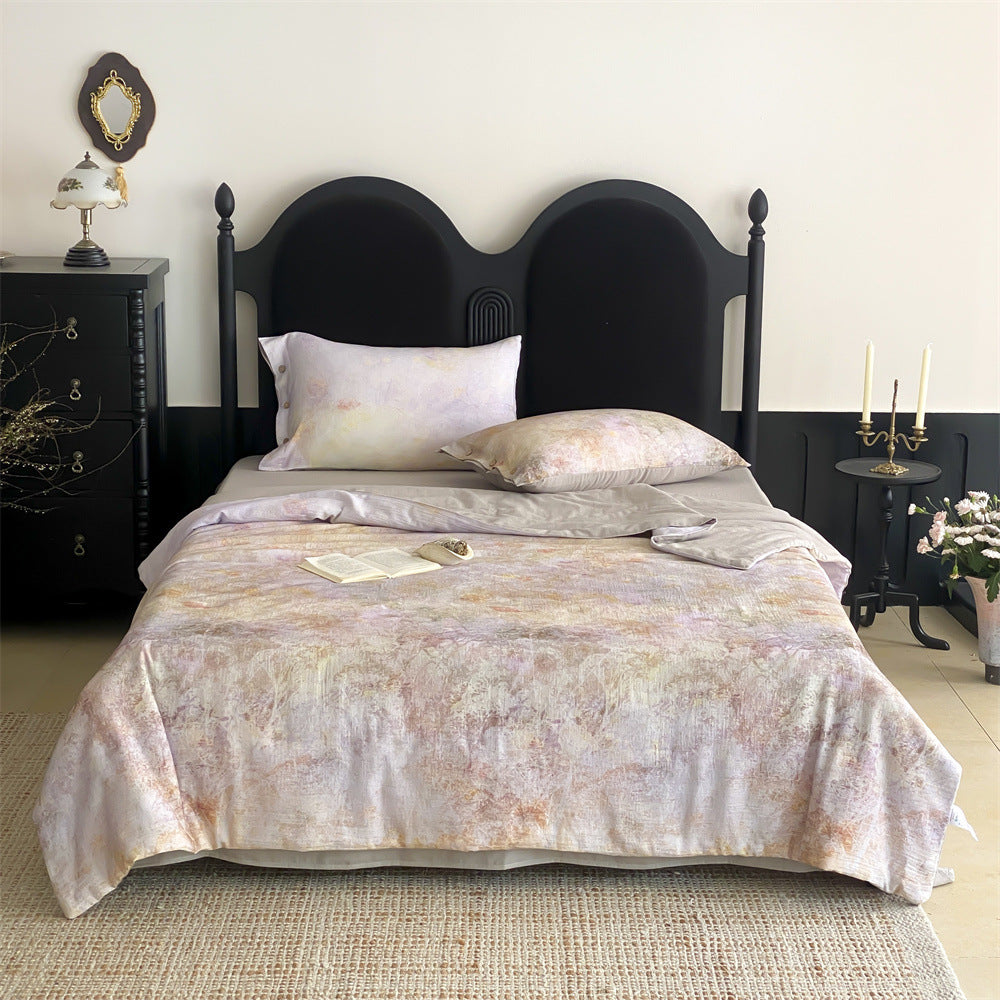 Parure de lit en jacquard mélangé au lin