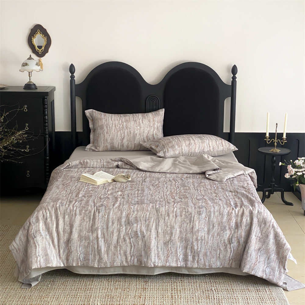Parure de lit en jacquard mélangé au lin