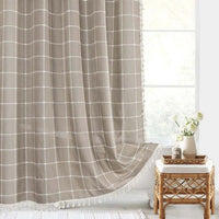 LINENCOVE Bohemian Linen Shower Curtain with Tassels & Waterproof Fabric