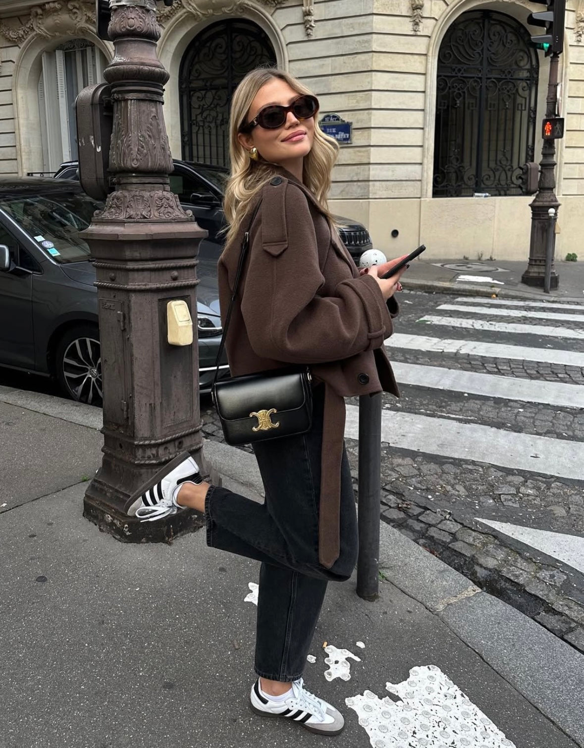 Cropped Belted Coat | Elegant Double-Breasted Women's Coat