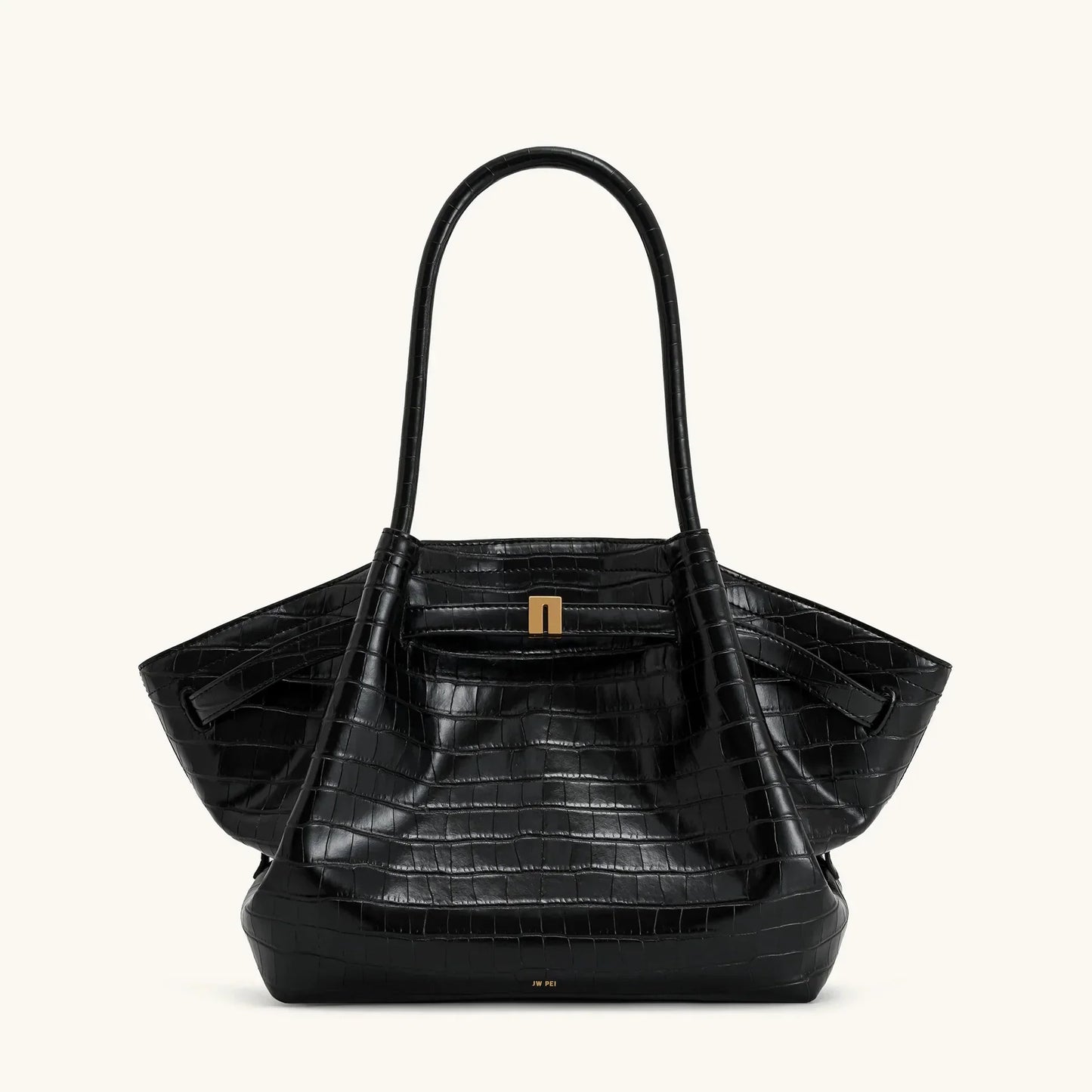 Luxury Shoulder Bag for Women - Large Capacity, Elegant Design, Black Faux Suede