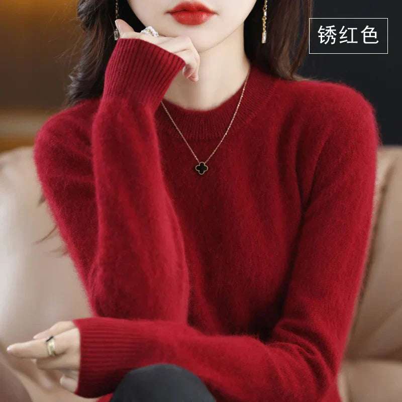 Lyrawea Women’s 100% Cashmere O-Neck Sweater Slim Fit