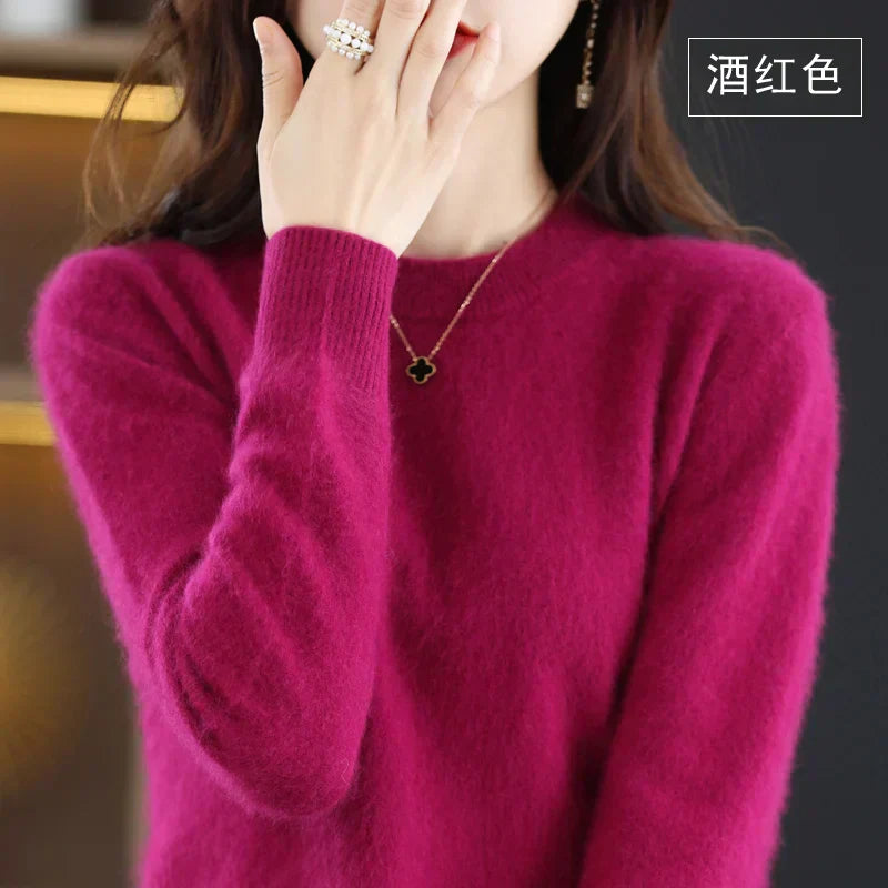 Lyrawea Women’s 100% Cashmere O-Neck Sweater Slim Fit