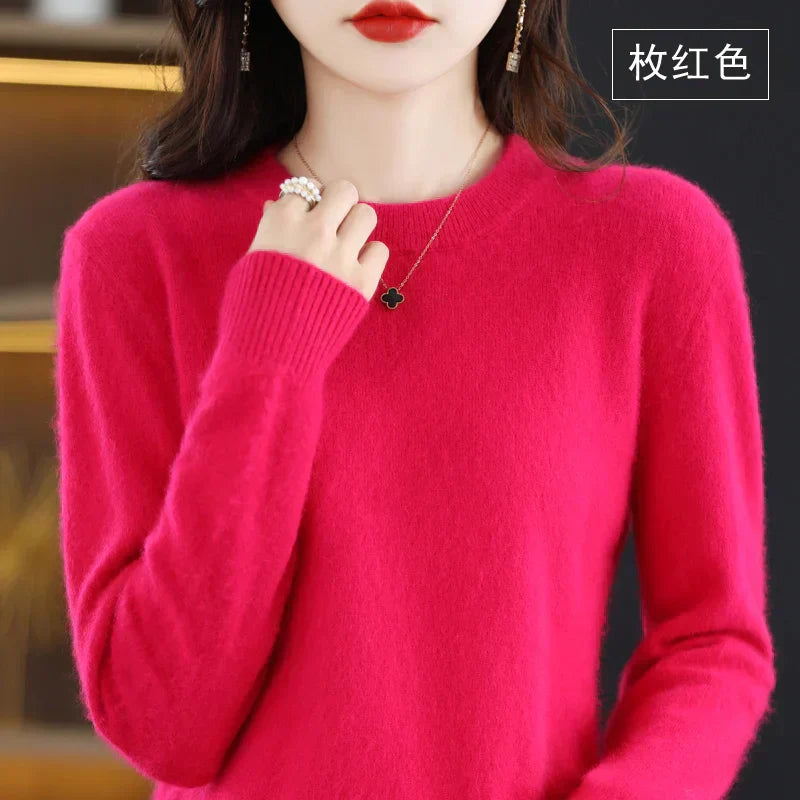 Lyrawea Women’s 100% Cashmere O-Neck Sweater Slim Fit