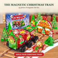 Calendrier de l’Avent avec tuiles magnétiques de Noël, ensemble de construction de train de 45 pièces