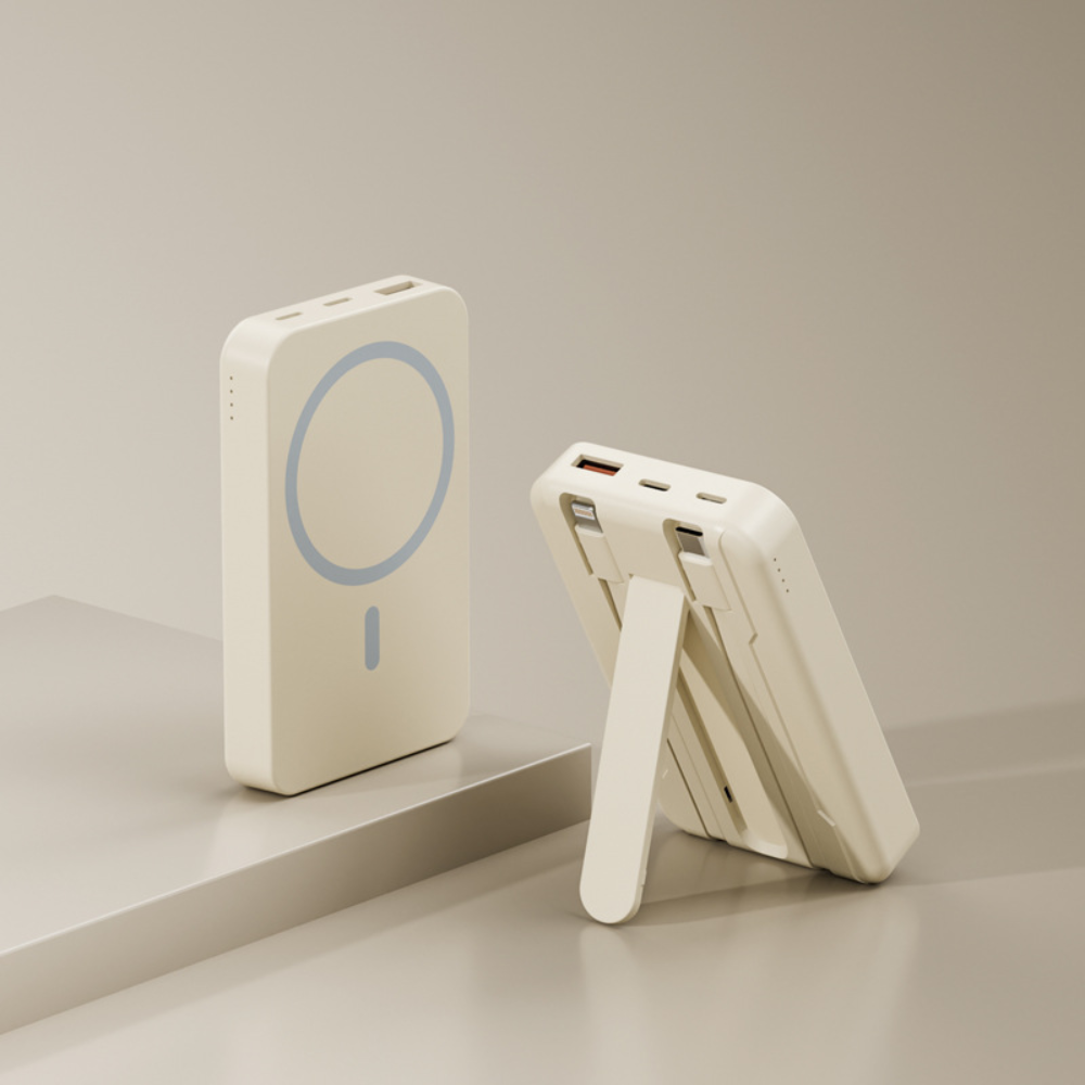 Batterie externe portable magnétique à recharge sans fil avec support