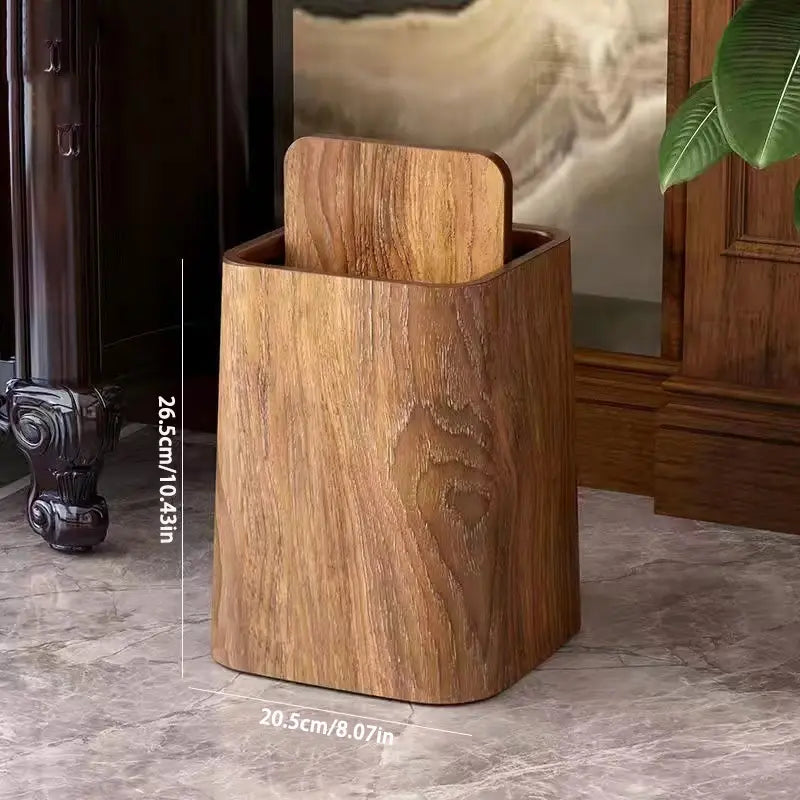 Poubelle au design marbre avec couvercle battant