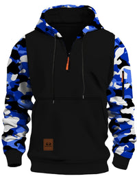 Men's Athletic Hooded Jacket with Camouflage Sleeves