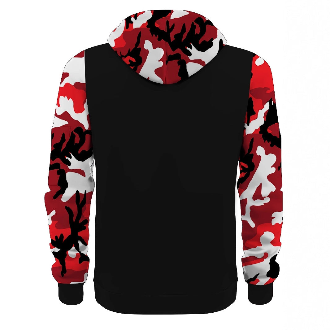 Men's Athletic Hooded Jacket with Camouflage Sleeves